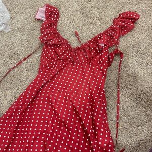 NWT Peppermayo Adrina Ruffle Mini Dress- Red Polka Dot Mini Dress
